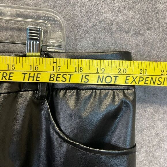 NWT Shein Womens 3XL Black Pants Curve High Waist Faux Leather Straight Wide Leg - Picture 9 of 16